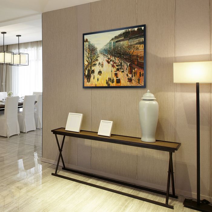 Boulevard Montmartre on a Winter Morning Pre-framed - Studio Black Wood Frame 20"X24"