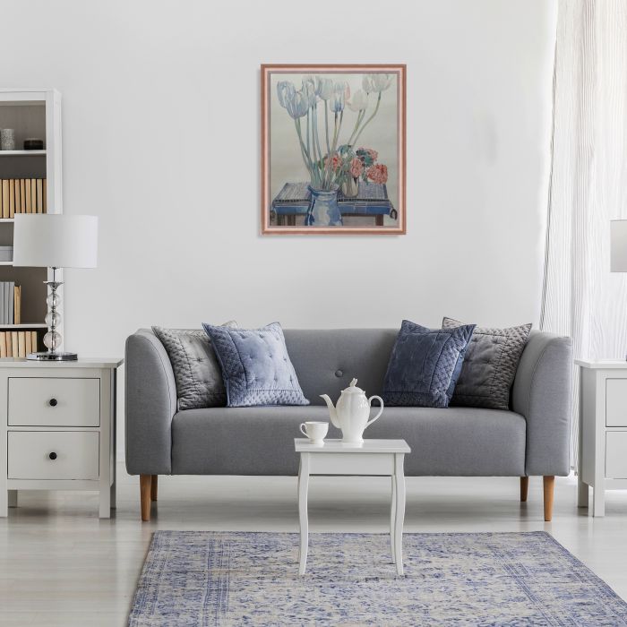 White Tulips Pre-Framed - Rose Gold Classico Frame 20" X 24"