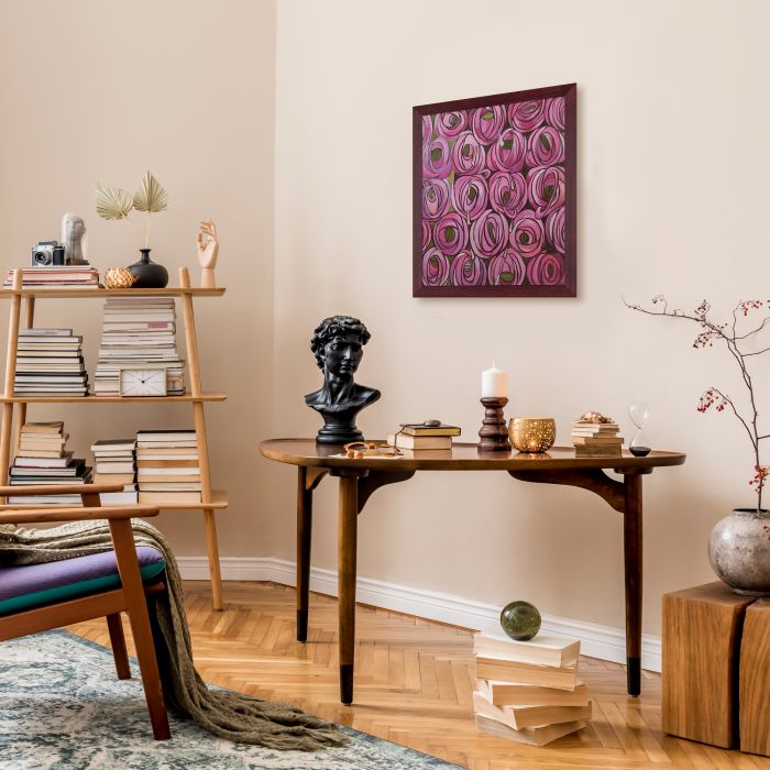 Roses Pre-Framed - Open Grain Mahogany 16" X 20"