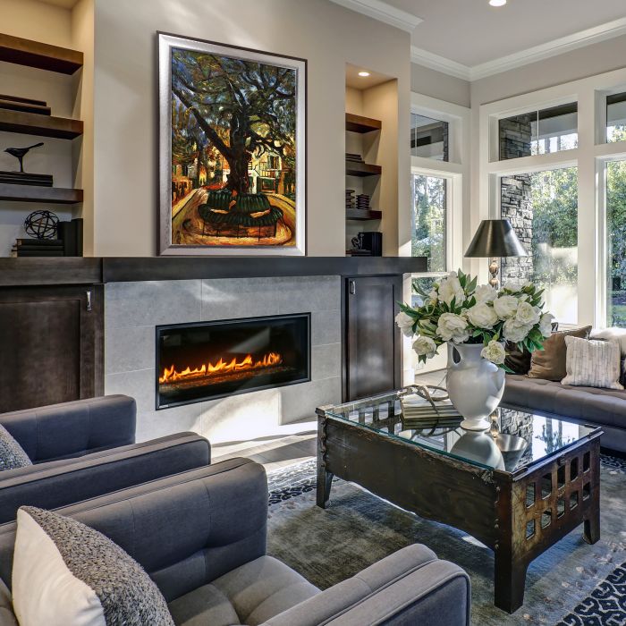 The Tree of Vence Pre-framed - Magnesium Silver Frame 24" X 36"