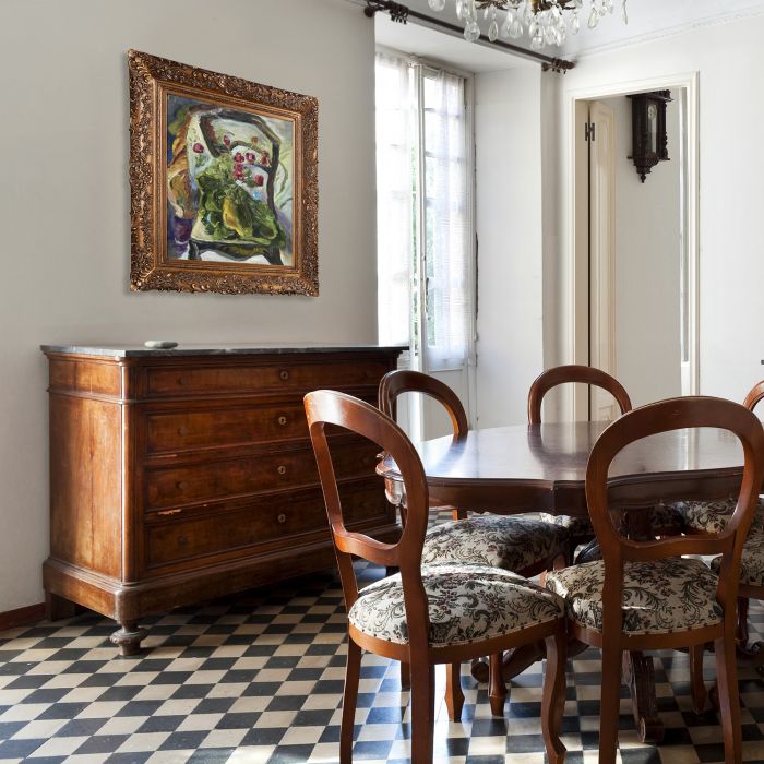 Flowers on a Chair Pre-framed - Burgeon Gold Frame 20"X24"