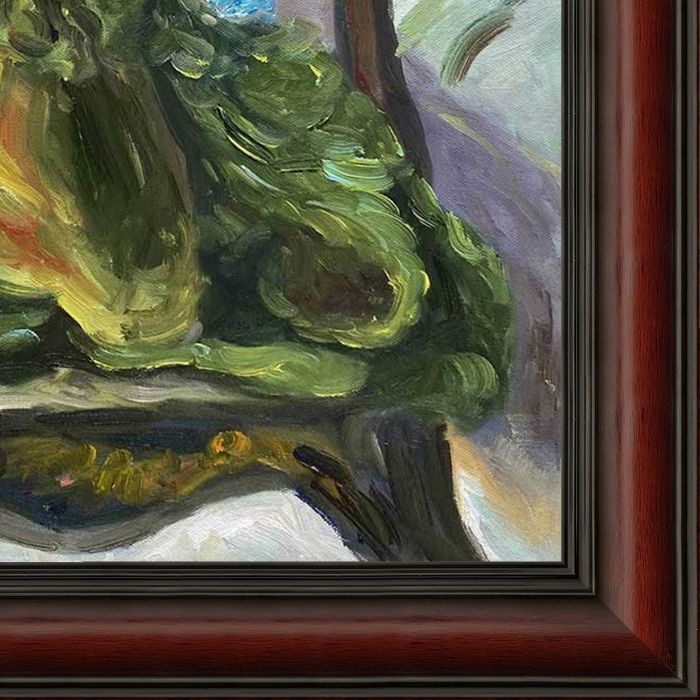 Flowers on a Chair Pre-framed - Grecian Wine Frame 20" X 24"