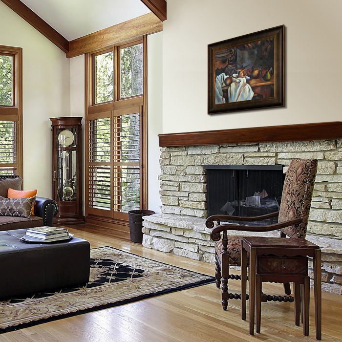 Ginger Pot with Pomegranate and Pears Pre-Framed - Veine D'Or Bronze Scoop Frame 20"X24"