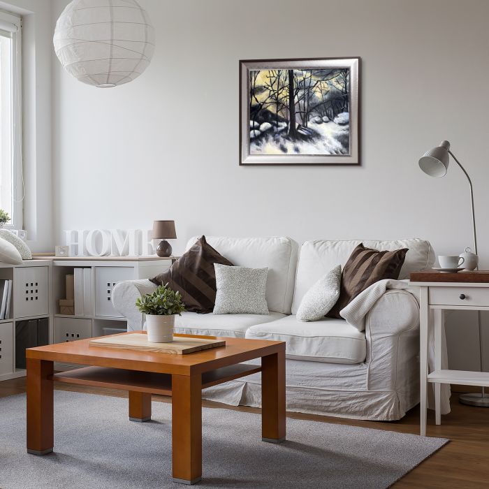 Melting Snow, Fontainebleau Pre-Framed - Magnesium Silver Frame 20" X 24"