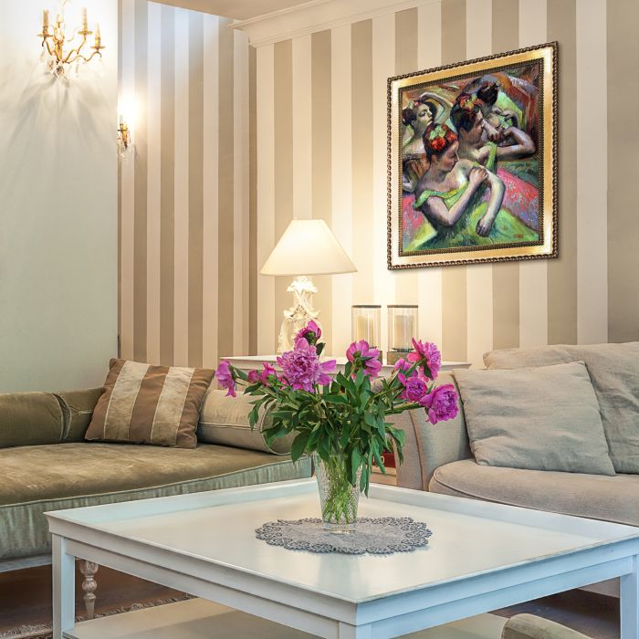 Ballerinas Adjusting Their Dresses Pre-Framed - Verona Gold Braid Frame 20"X24"