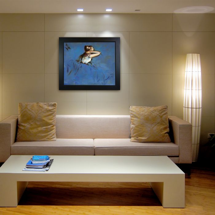 Seated Dancer in Profile Pre-Framed - New Age Black Frame 20"X24"