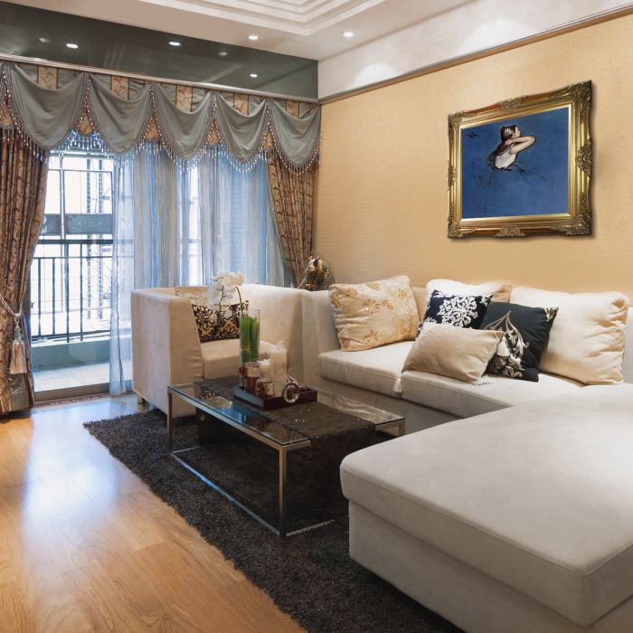 Seated Dancer in Profile Pre-Framed - Victorian Gold Frame 20"X24"