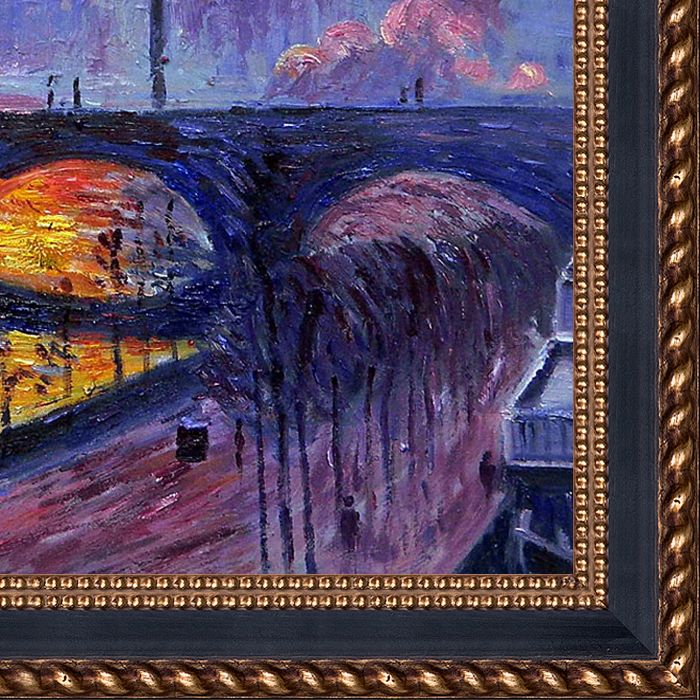 Sunset over Waterloo Bridge, 1916 Pre-Framed - Verona Black and Gold Braid 20" X 24"