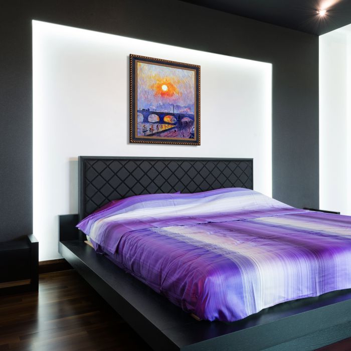 Sunset over Waterloo Bridge, 1916 Pre-Framed - Verona Black and Gold Braid 20" X 24"