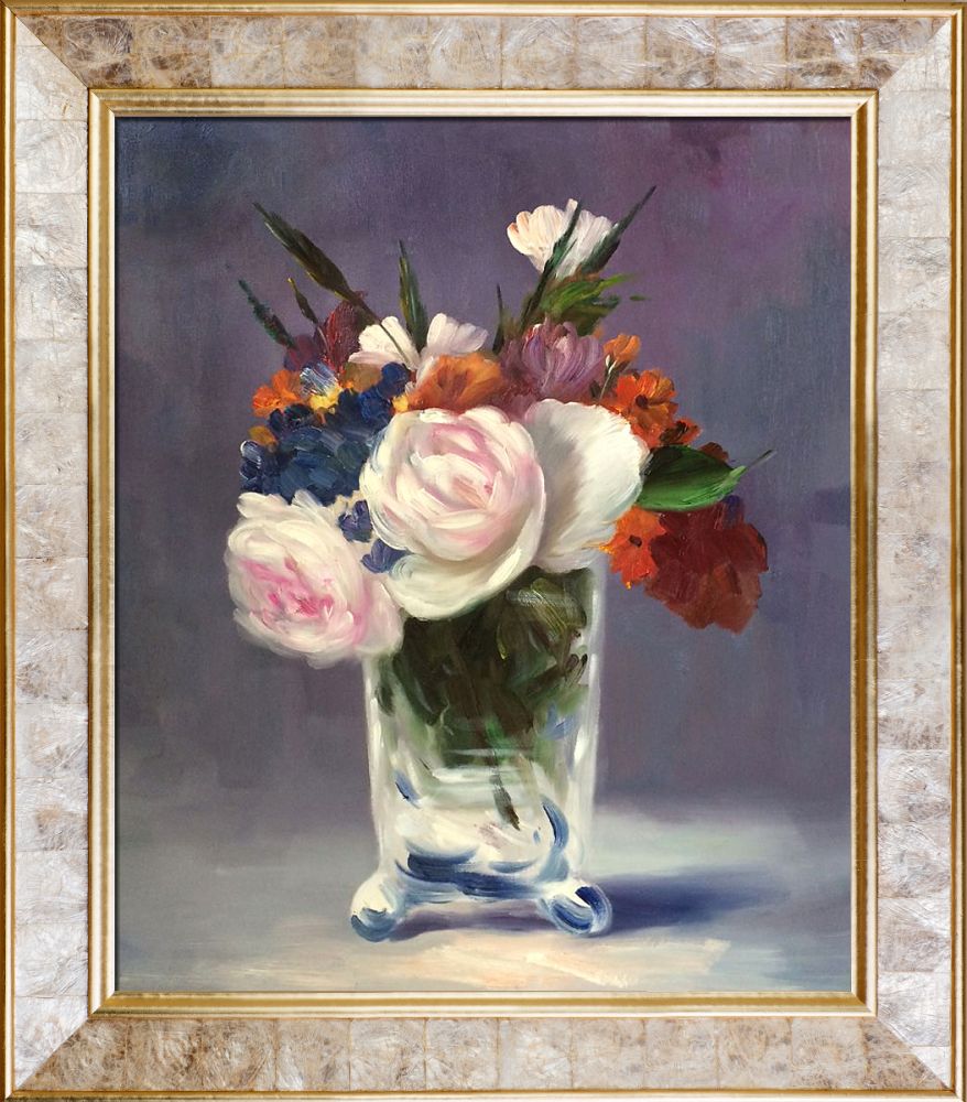 Flowers in a Crystal Vase Pre-Framed - Gold Pearl Frame 20" X 24"