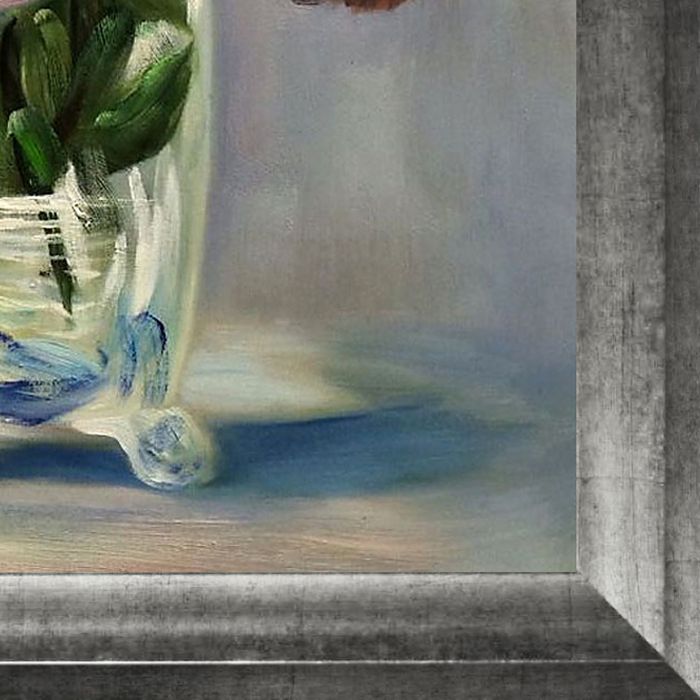 Flowers in a Crystal Vase Pre-Framed - Athenian Distressed Silver Frame 20"X24"