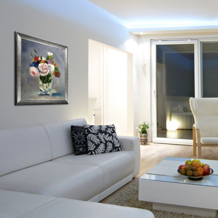 Flowers in a Crystal Vase Pre-Framed - Athenian Distressed Silver Frame 20"X24"