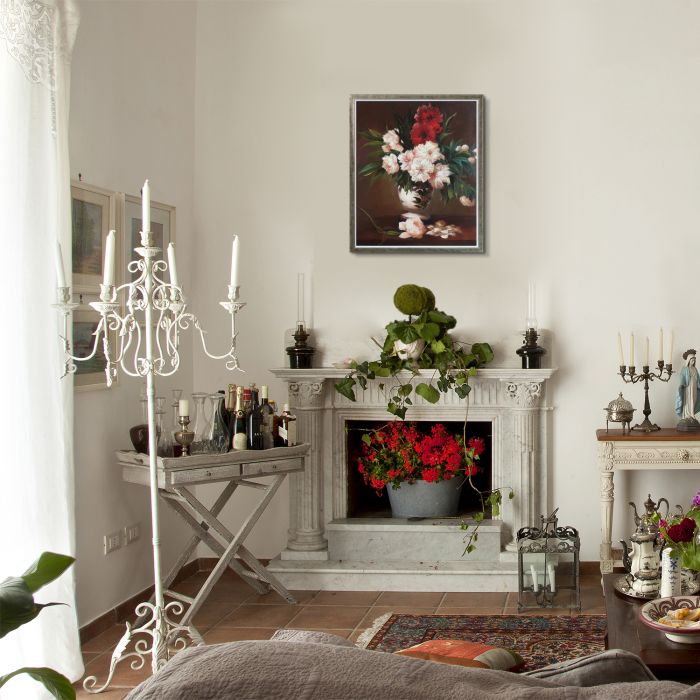 Peonies In A Vase Pre-Framed - Champagne Silhouette Frame 20" X 24"