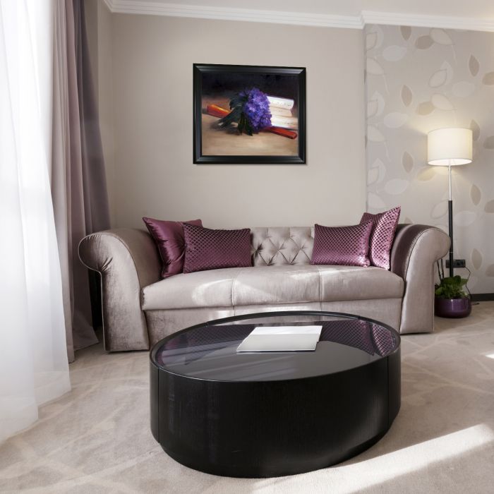 Bouquet Of Violets Pre-Framed - Black Matte Frame 20"X24"