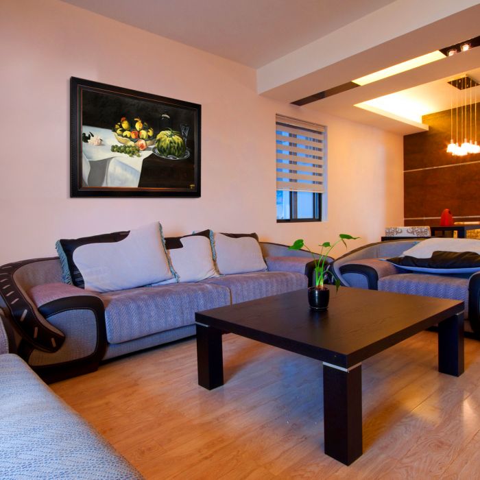 Still Life with Melon and Peaches Pre-Framed - Veine D'Or Bronze Angled Frame 24"X36"