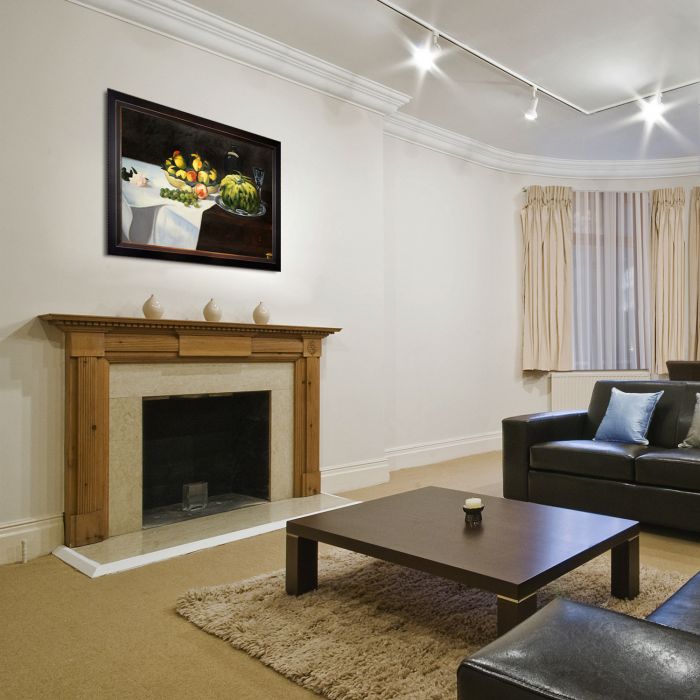 Still Life with Melon and Peaches Pre-Framed - Veine D'Or Bronze Angled Frame 24"X36"