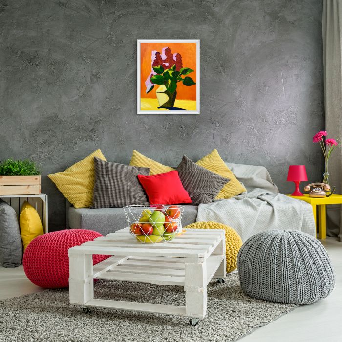 Lilacs Pre-Framed - Moderne Blanc Frame 20" X 24"