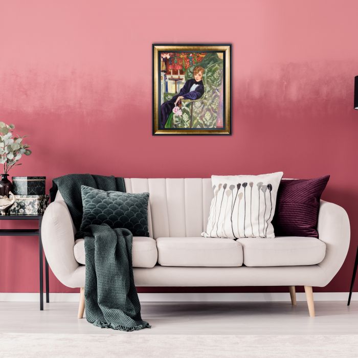 Yvonne Printemps in an Armchair Pre-Framed - Gold Luminoso and Black Custom Stacked Frame 20" X 24"