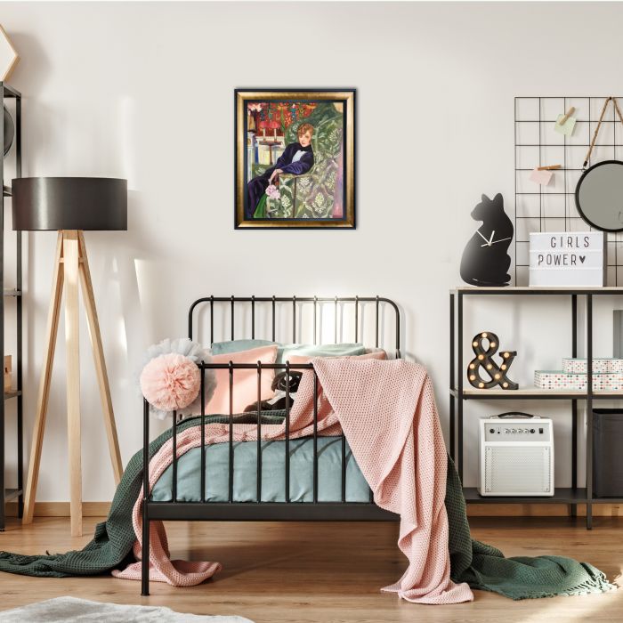 Yvonne Printemps in an Armchair Pre-Framed - Gold Luminoso and Black Custom Stacked Frame 20" X 24"