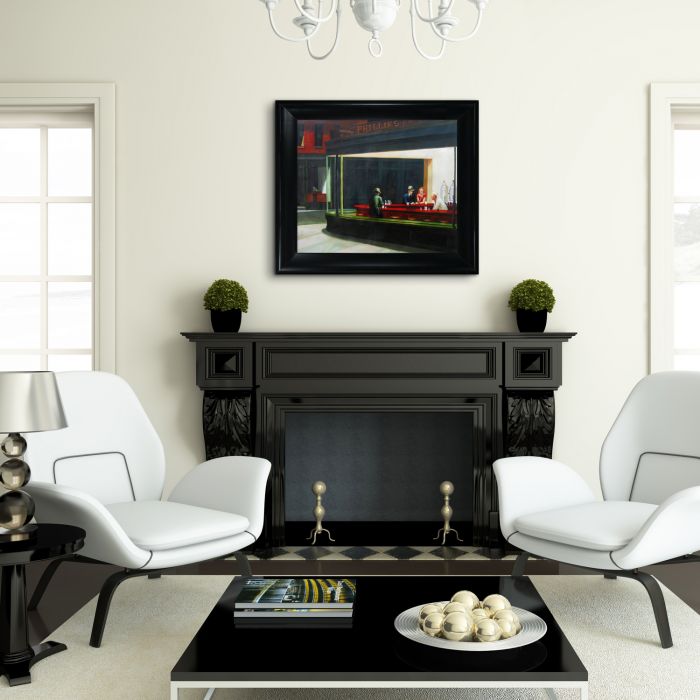 Night Hawks, 1942 Pre-Framed - Black Matte King Frame 20"X24"