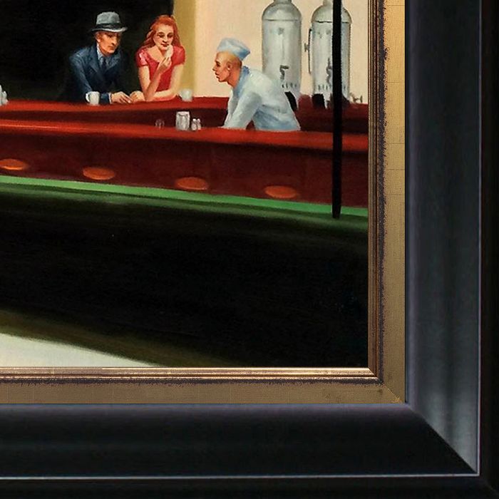 Nighthawks, 1942 Pre-Framed - Black Matte King and Piccino Luminoso Custom Stacked Frame 20" X 24"