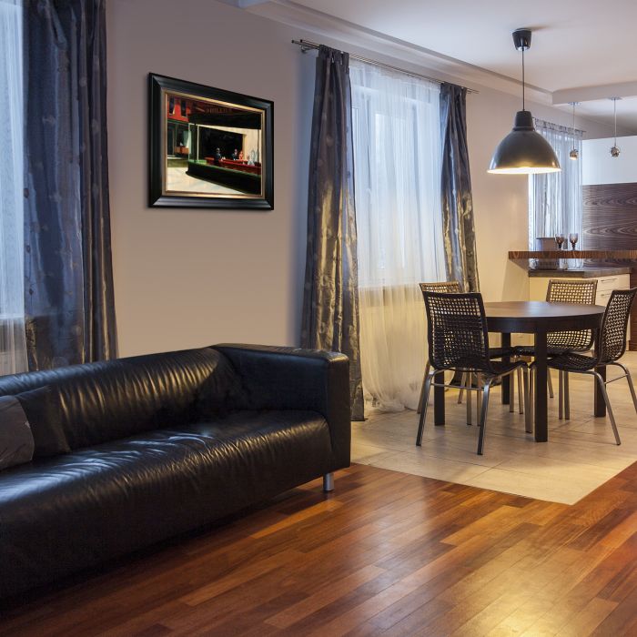 Nighthawks, 1942 Pre-Framed - Black Matte King and Piccino Luminoso Custom Stacked Frame 20" X 24"