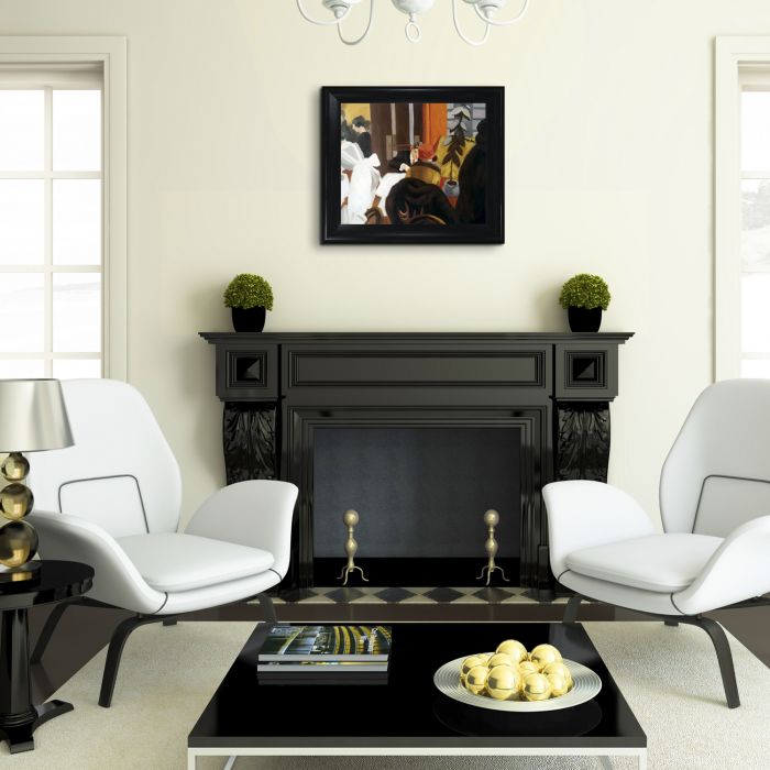 New York Restaurant Pre-Framed - Black Matte King Frame 20"X24"