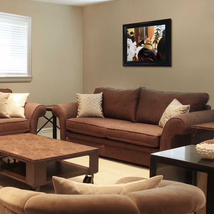 New York Restaurant Pre-Framed - Black Matte King Frame 20"X24"