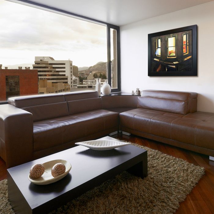 Night Windows Pre-Framed - New Age Black Frame 20"X24"