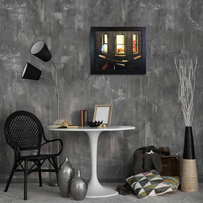 Night Windows Pre-Framed - New Age Black Frame 20"X24"