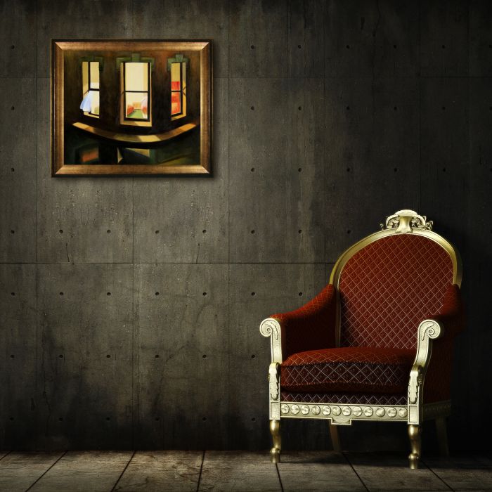 Night Windows Pre-Framed - Athenian Gold Frame 20"X24"