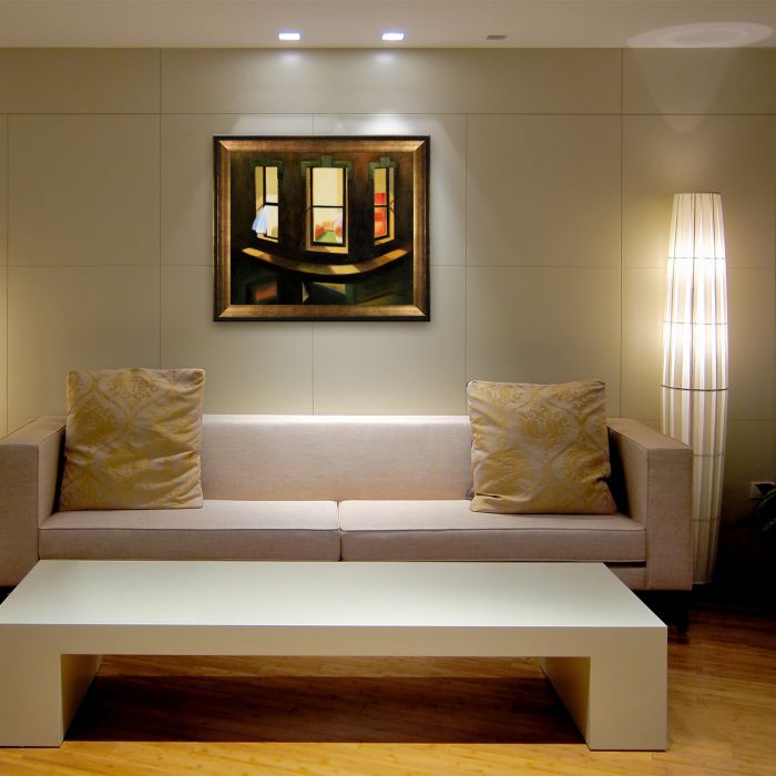 Night Windows Pre-Framed - Athenian Gold Frame 20"X24"