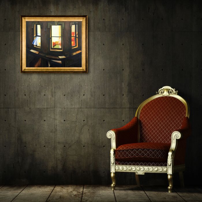 Night Windows Pre-Framed - Athenian Gold Frame 20"X24"