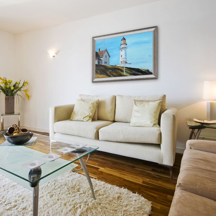 Light at Two Lights Pre-Framed - Athenian Silver Frame 24"X36"