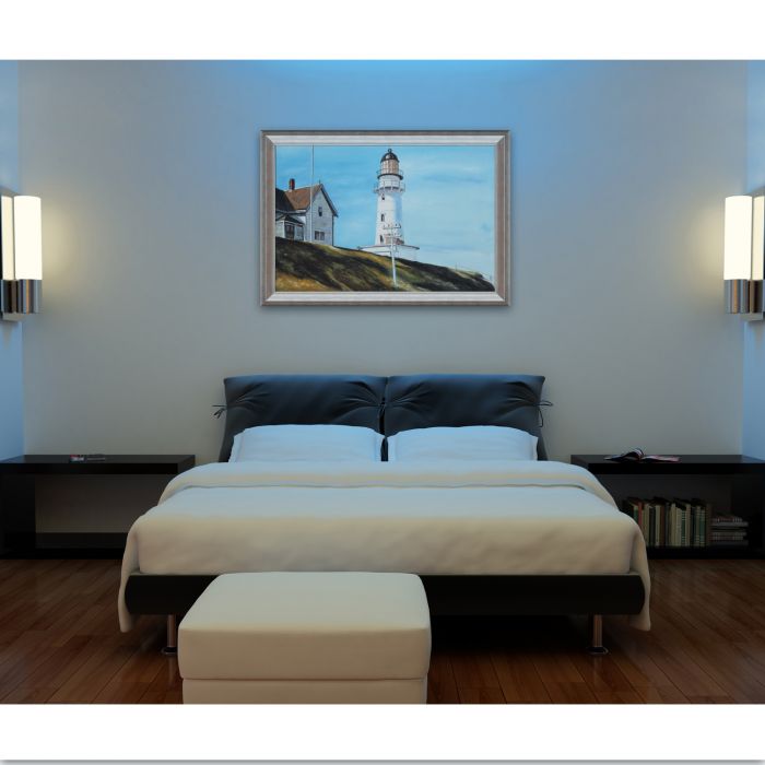 Light at Two Lights Pre-Framed - Athenian Silver Frame 24"X36"