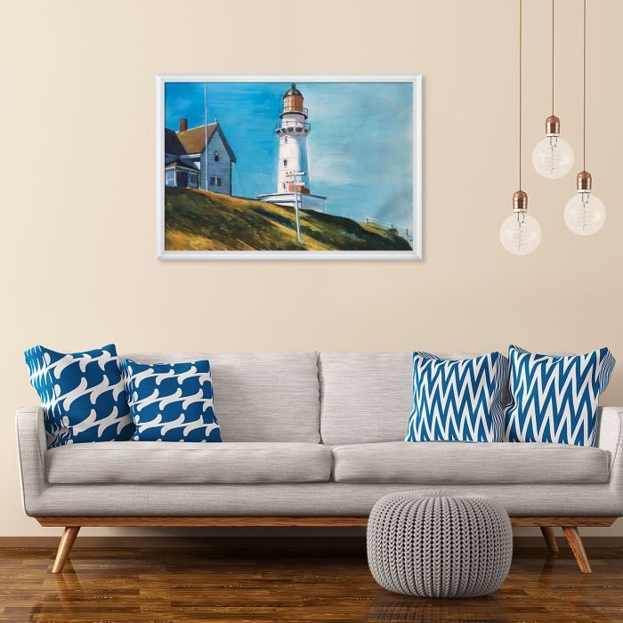 Light at Two Lights Pre-framed - Moderne Blanc Frame 24" X 36"