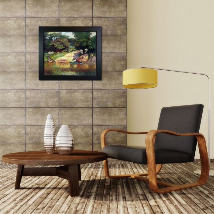 Boating in Central Park Pre-Framed - New Age Black Frame 20"X24"