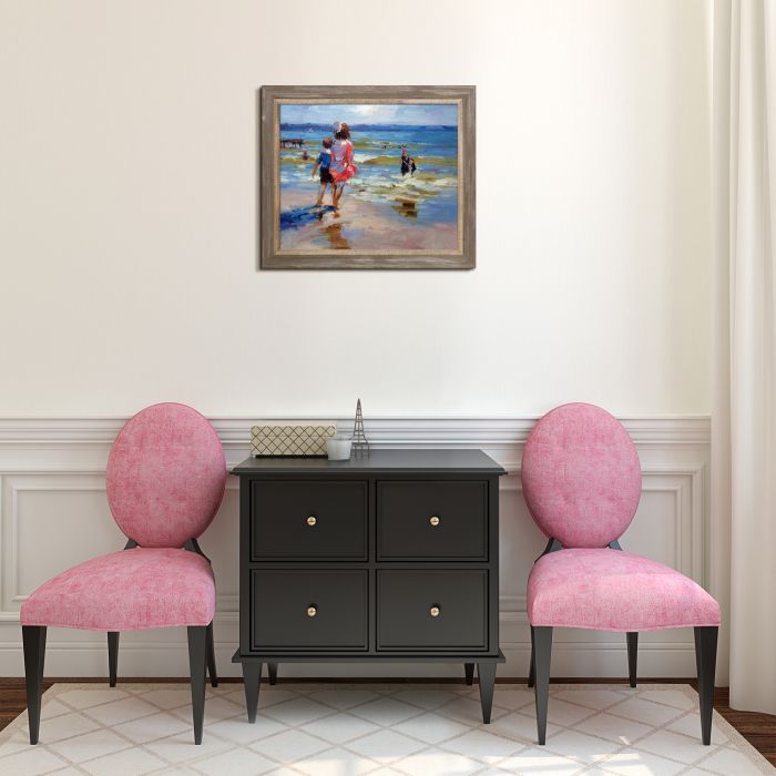 At the Seashore Pre-Framed - Miramar Distressed Charcoal Grey Frame 20" X 24"