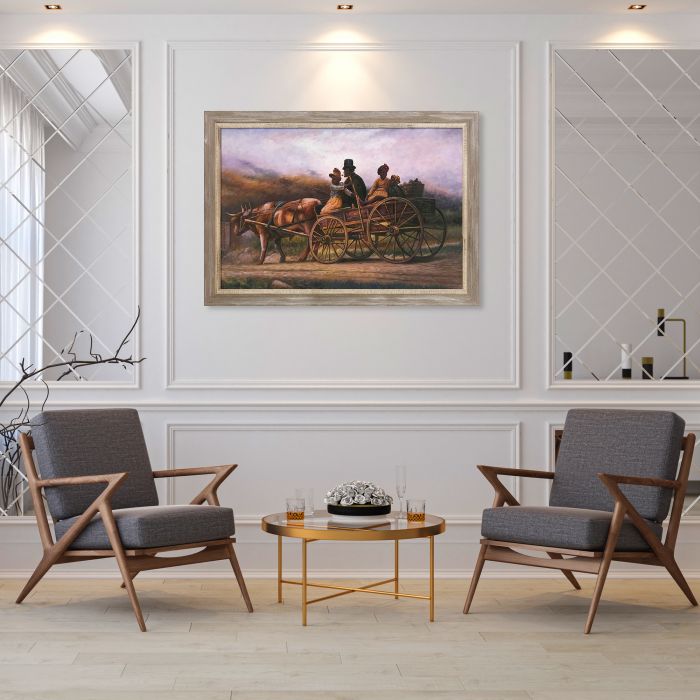 On the Way to the Market Pre-Framed - Miramar Distressed Charcoal Grey Frame 24" X 36"