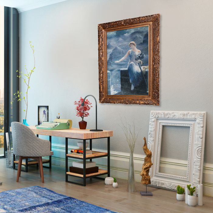 The Valkyrie's Vigil Pre-Framed - Burgeon Gold Frame 24"X36"