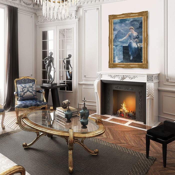 The Valkyrie's Vigil with Victorian Gold Frame - Victorian Gold