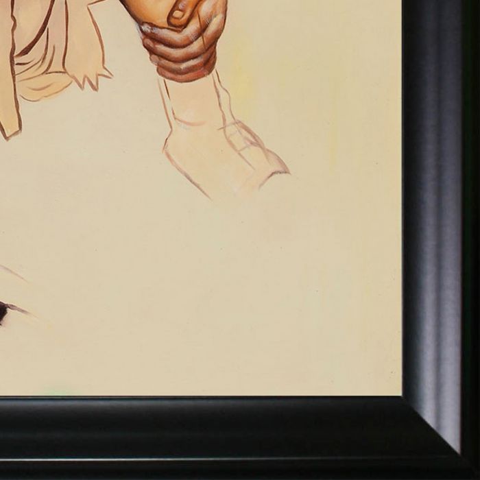 Seated Woman with Legs Drawn Up Pre-framed - Black Matte Frame 20"X24"