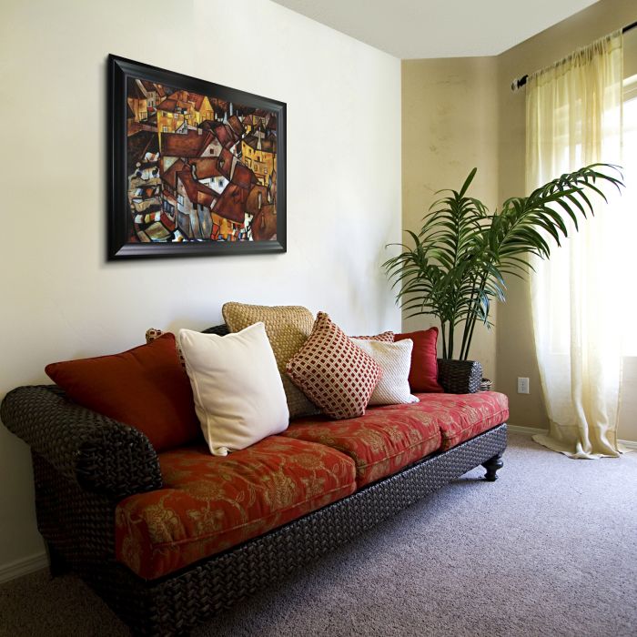 Crescent of Houses Pre-Framed - Black Matte Frame 20"X24"