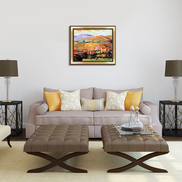 Village with Mountains, 1907 Pre-Framed - Verona Gold Braid Frame 20"X24"