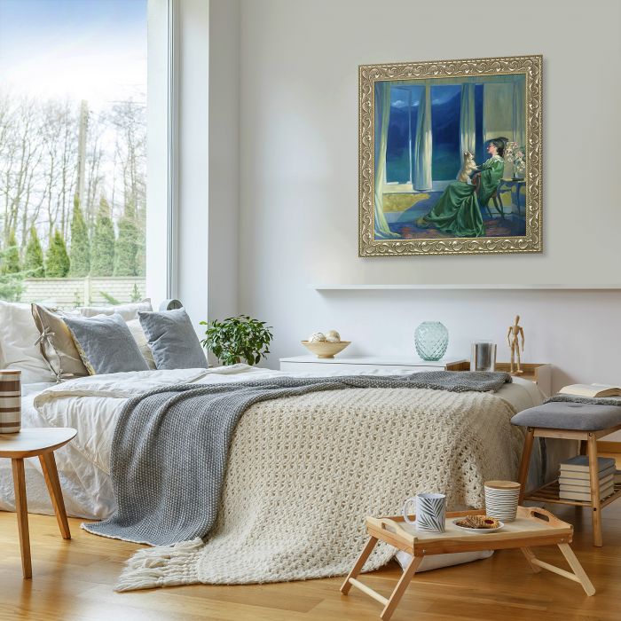 When the Blue Evening Slowly Falls Pre-Framed - Rococo Silver 24"X24"