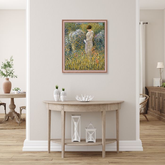 Femme dans un jardin Pre-framed - Rose Gold Classico Frame 20" X 24"