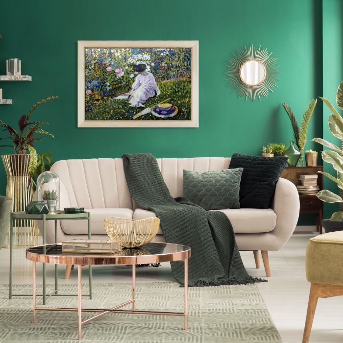 Lady in the Garden in June Pre-Framed - Constantine Frame 24" X 36"