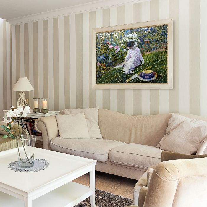 Lady in the Garden in June Pre-Framed - Constantine Frame 24" X 36"