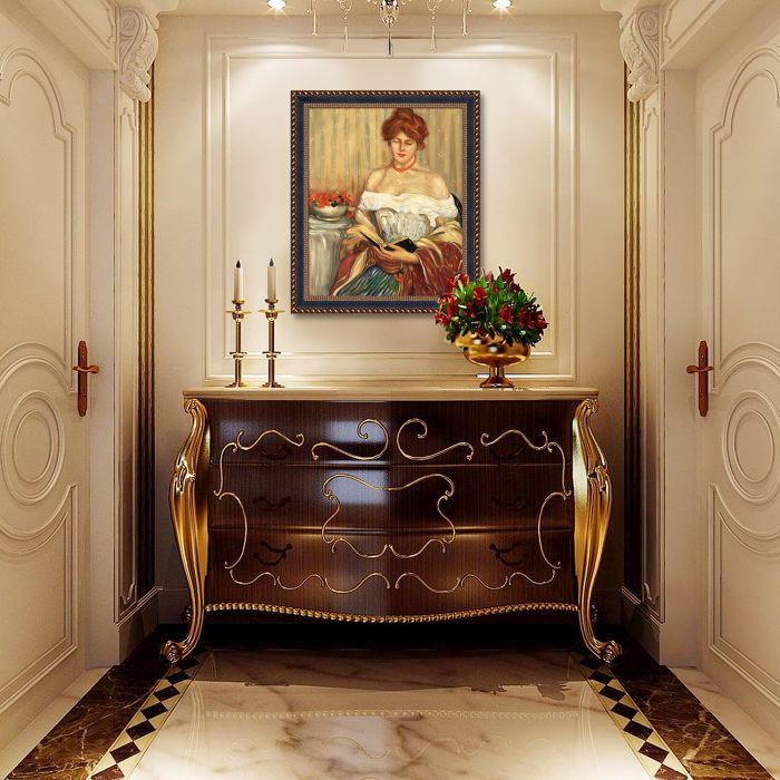 Nasturtiums Pre-framed - Verona Black and Gold Braid 20" X 24"