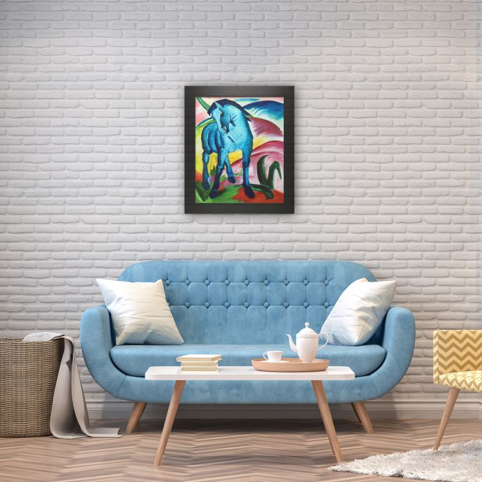 Blaues Pferd I - Monaco Pre-Framed - New Age Black Frame 20"X24"